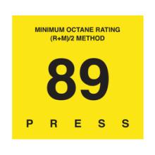 D-29-89 OCTANE & CETANE RATING DECAL - MINIMUM OCTANE