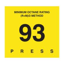 D-29-93 OCTANE & CETANE RATING DECAL - MINIMUM OCTANE