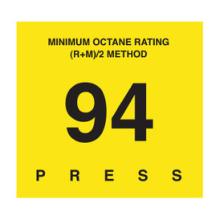 D-29-94 OCTANE & CETANE RATING DECAL - MINIMUM OCTANE